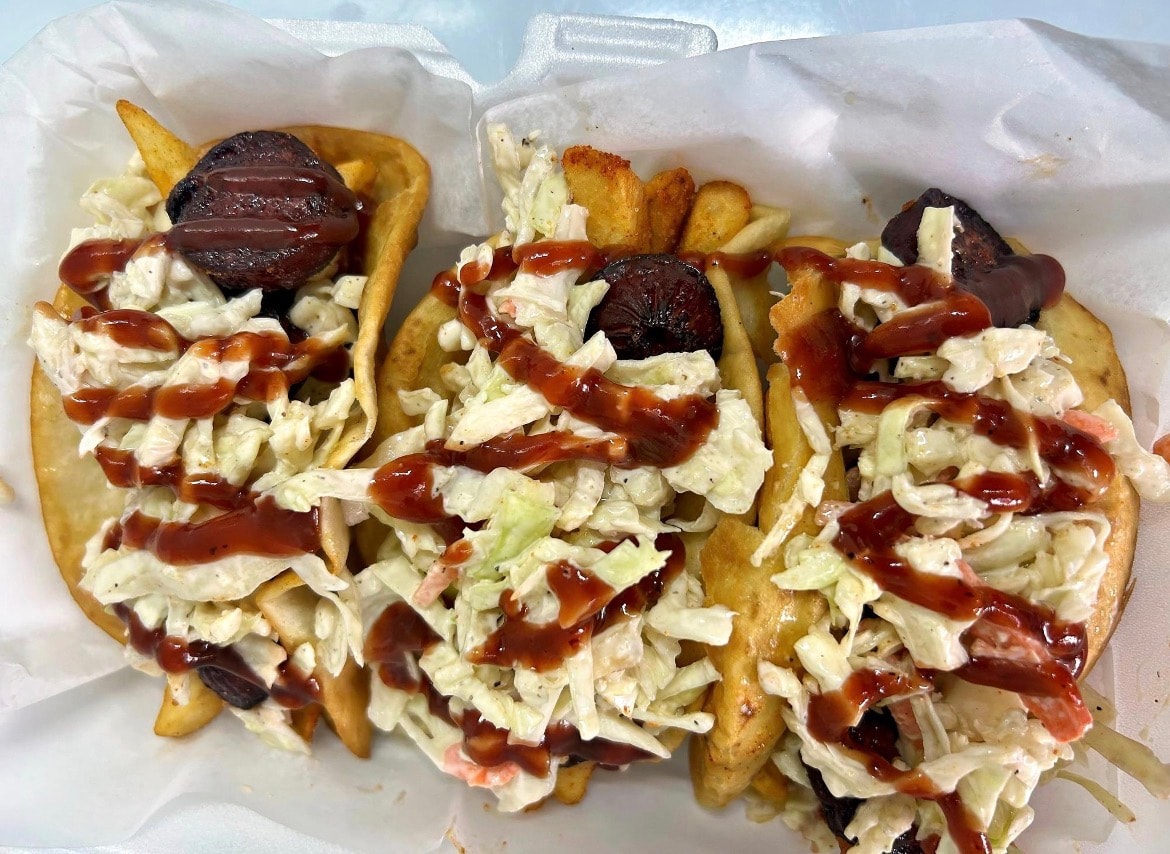 BBQ smack tacos with coleslaw